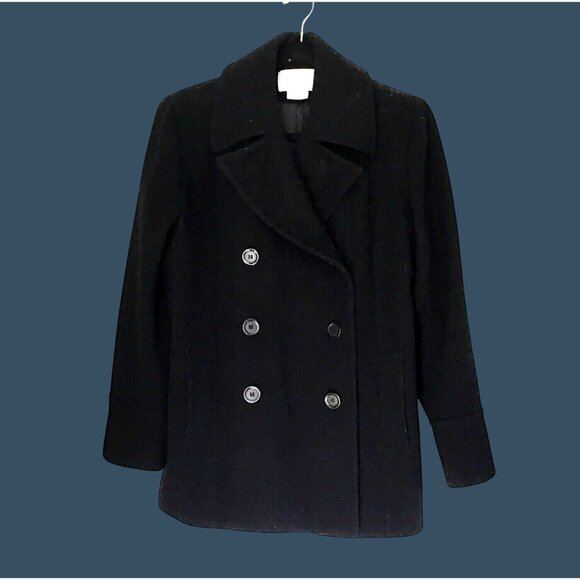 WORTHINGTON- WOMENS BLACK 98% WOOLBUTTON CLOSURE POCKETS COAT JACKET SIZE MEDIUM - Picture 1 of 8
